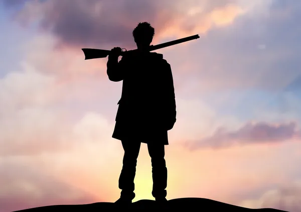 Rifle man on horizon — Stock Photo, Image
