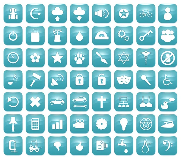 Aqua puchaty ikony zestaw 2 — Zdjęcie stockowe