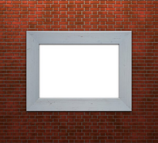 Illustration of a white frame on a brick wall