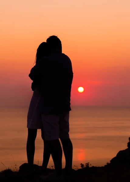 Sillhouette casal amor — Fotografia de Stock