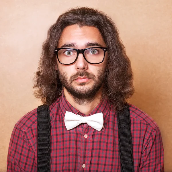 Emotional Portrait of young man isolated over background — Stock Photo, Image