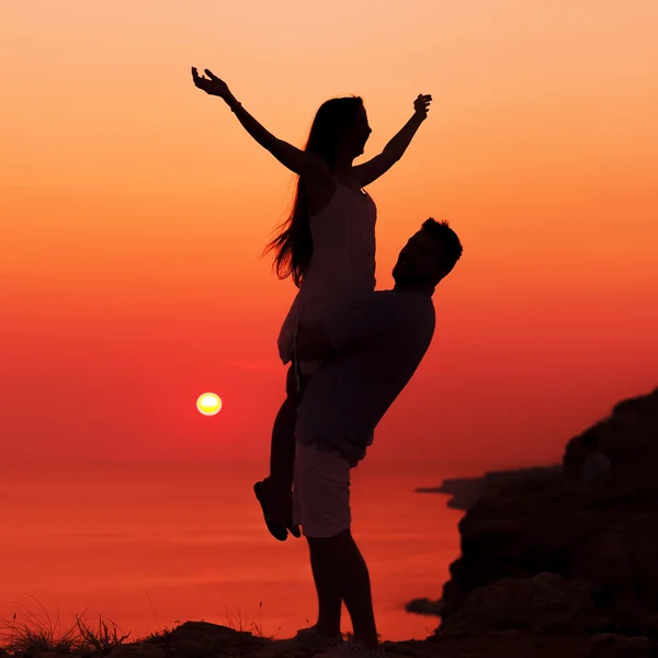 Silhouette couple in love — Stock Photo, Image