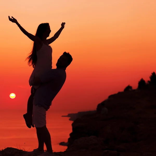 Silhouette couple in love — Stock Photo, Image