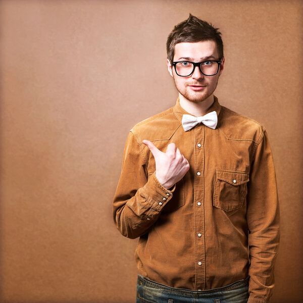 Hipster style guy in studio