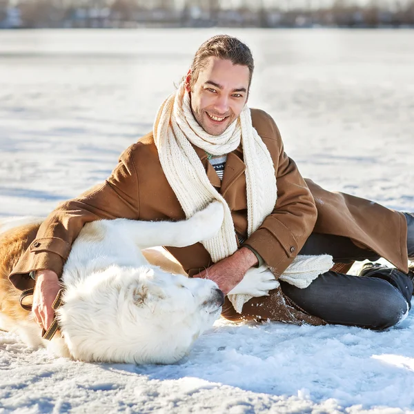 İnsan ve köpek — Stok fotoğraf