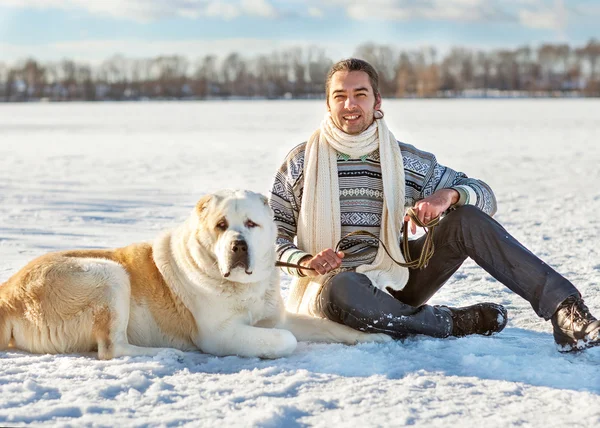 Man and dog — Stock Photo, Image