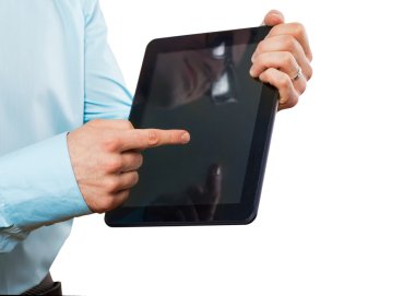 iş adamı, hisse senedi grafikleri onun tablet izleme
