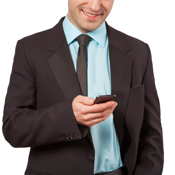 Close up of a man using mobile smart phone — Stock Photo, Image