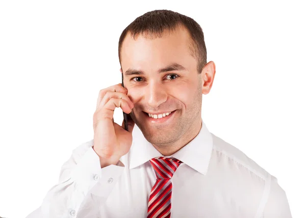 Closeup of happy young man using mobile phone — Stock Photo, Image