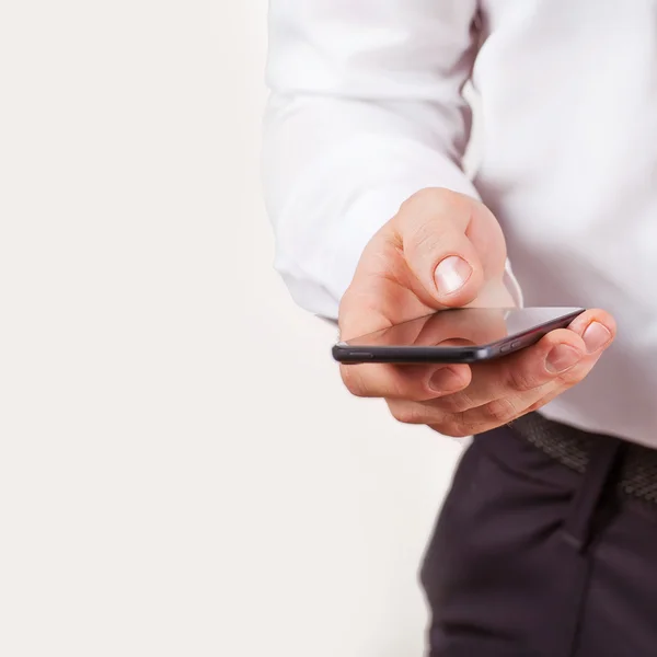 Touch screen mobile phone, in hand — Stock Photo, Image