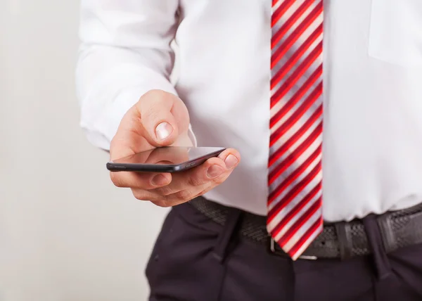 Touch screen mobile phone, in hand — Stock Photo, Image