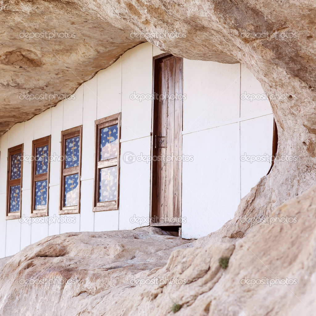 House in the mountain. Temple.