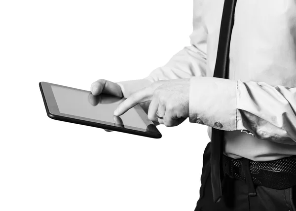 Man som håller digital tablett, närbild — Stockfoto