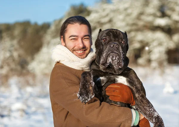 Homem e cão amizade para sempre — Fotografia de Stock