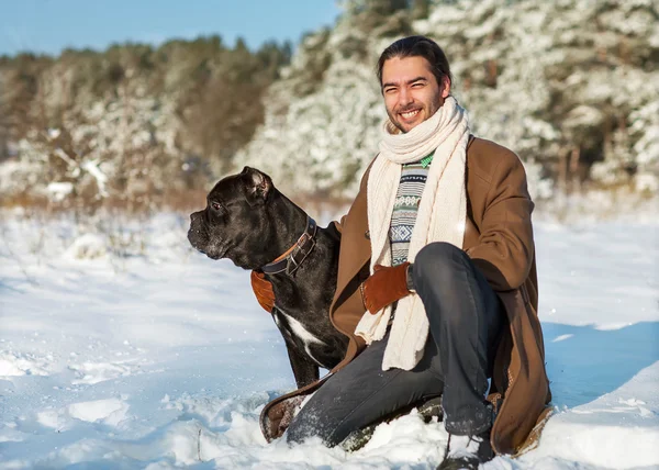 Homem e cão amizade para sempre — Fotografia de Stock