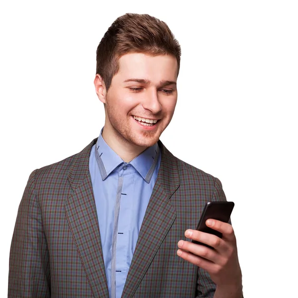 Close up of a man using mobile smart phone — Stock Photo, Image