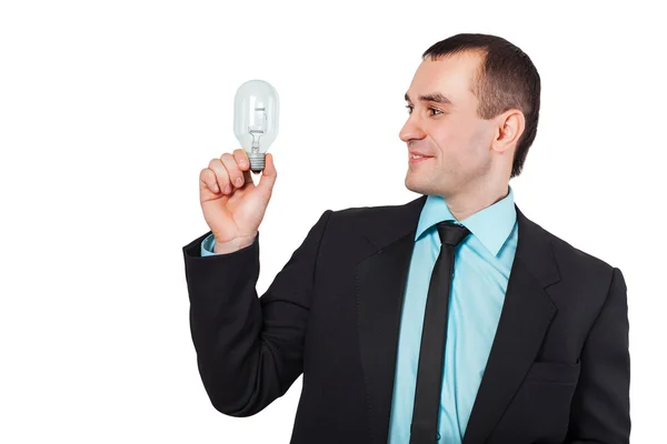 Mann mit Lampe, Ideenkonzept — Stockfoto