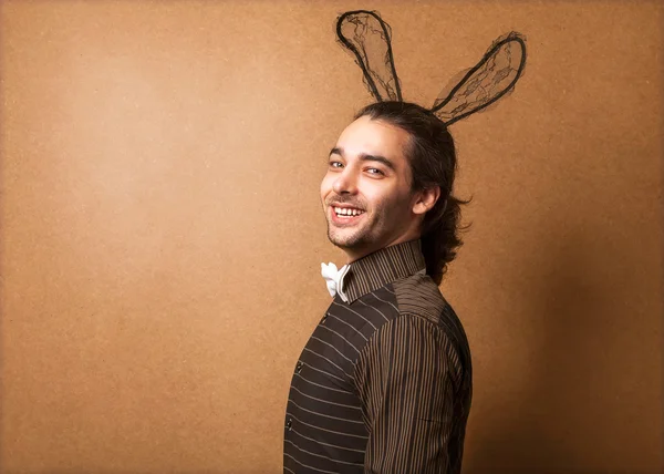 Fashion guy in bunny ears — Stock Photo, Image