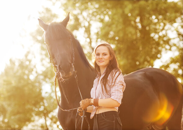 Beautiful woman and horse
