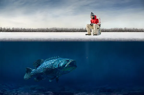 Pesca no gelo — Fotografia de Stock