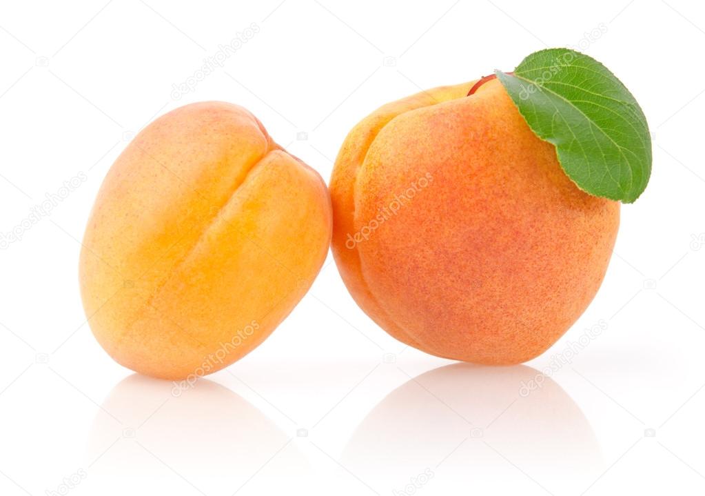 Ripe Apricots with Leaf