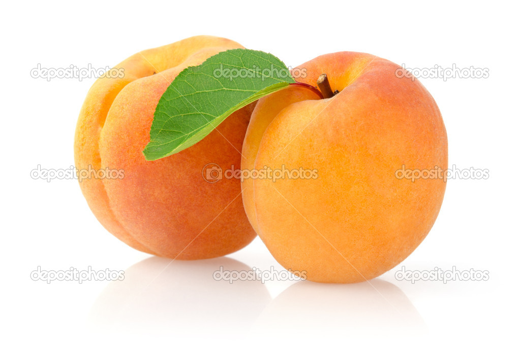 Ripe Apricots with Leaf