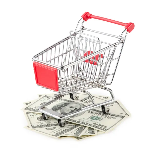 Dinero en carrito de compras — Foto de Stock