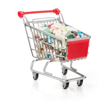 alışveriş sepeti dolu kapsül ile