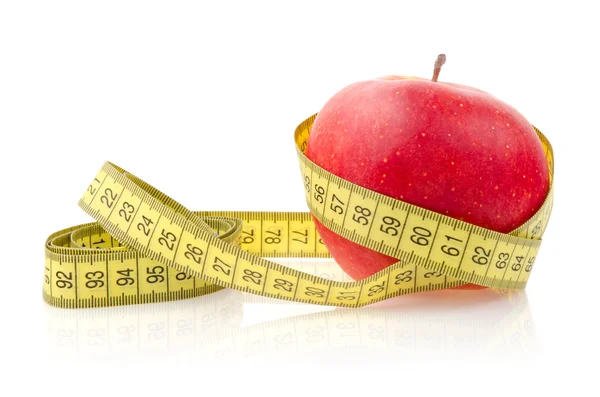 Red Apple with Measuring Tape Stock Image