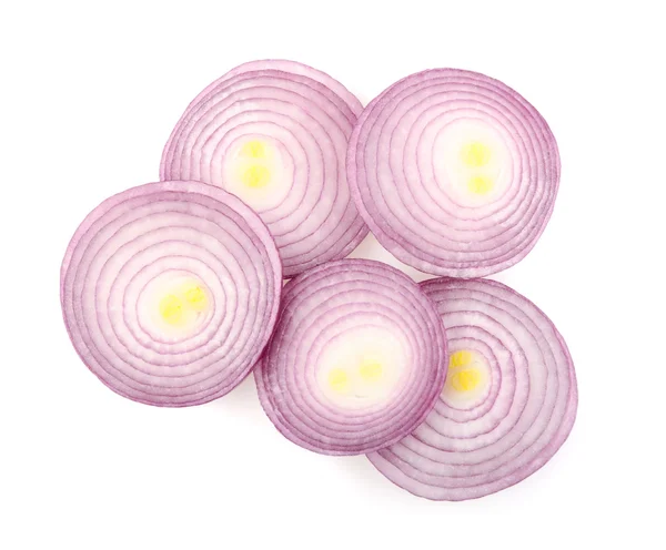 Red Onion Rings on White Background — Stock Photo, Image