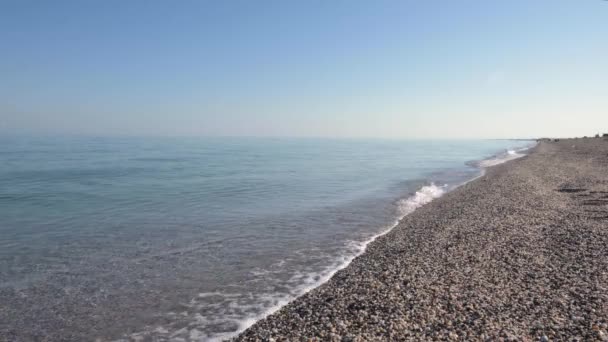 Calma mar de la mañana. Pequeñas olas en condiciones de calma. Fondo marino — Vídeos de Stock