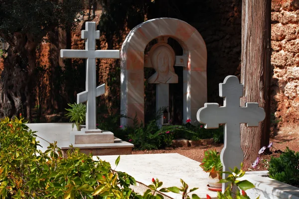 Cementerio en la Iglesia Ortodoxa Rusa .Jaffa.Israel Imagen de stock