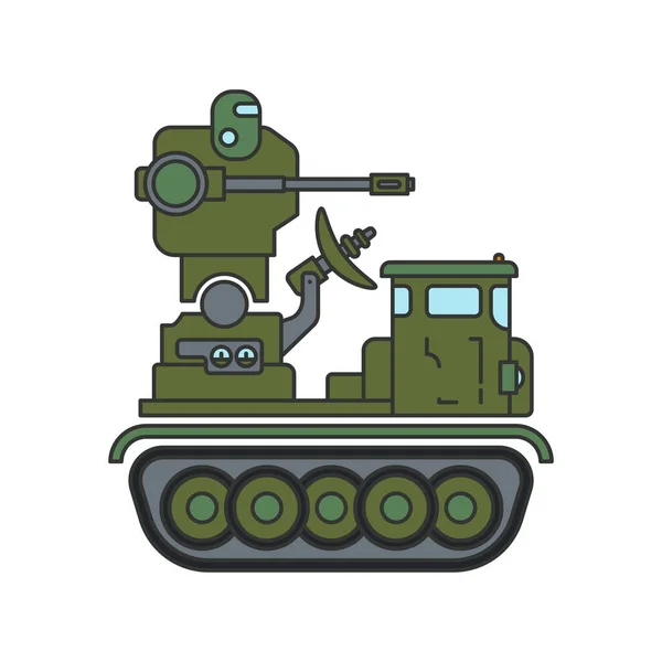 Line Flat Color Vector Illustration Icon Infantry Assault Army Aircraft — Stock Vector