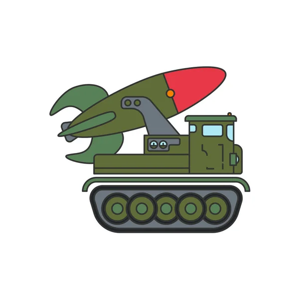 Línea Plana Vector Color Icono Ilustración Infantería Asalto Misil Aviones — Vector de stock