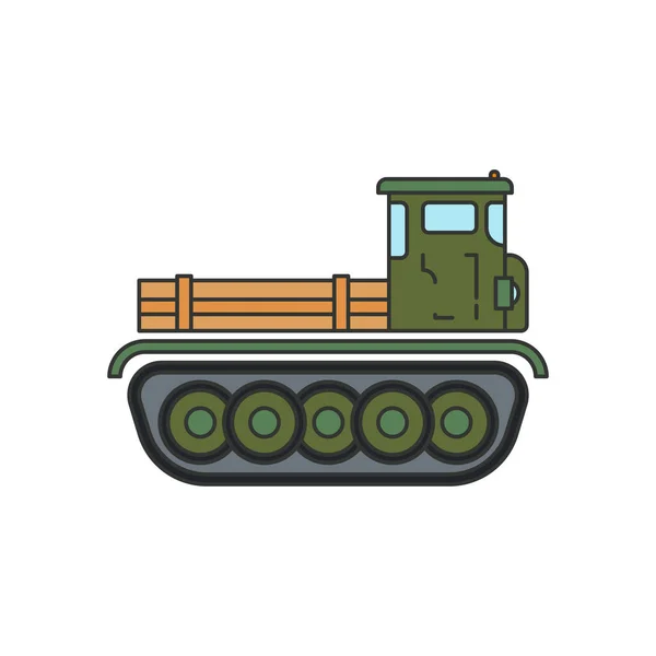 Ligne Plat Couleur Vectoriel Illustration Icône Infanterie Assaut Armée Artillerie — Image vectorielle