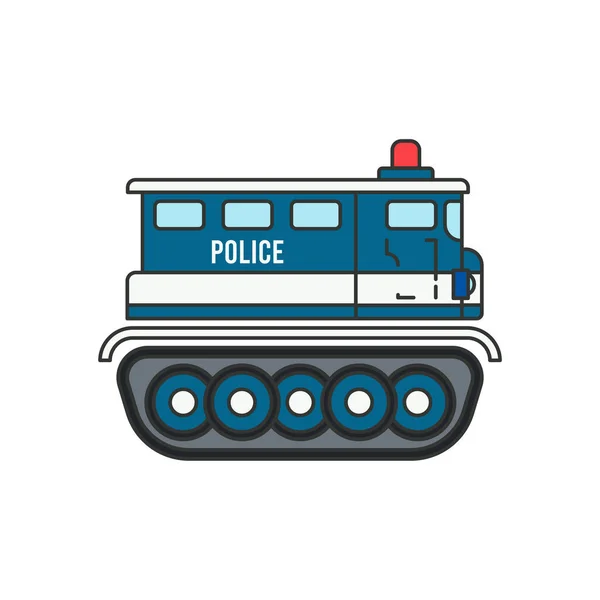 Лінія Плоского Кольору Векторні Ілюстрації Піхоти Штурмовий Поліцейський Фургон Поліцейський — стоковий вектор