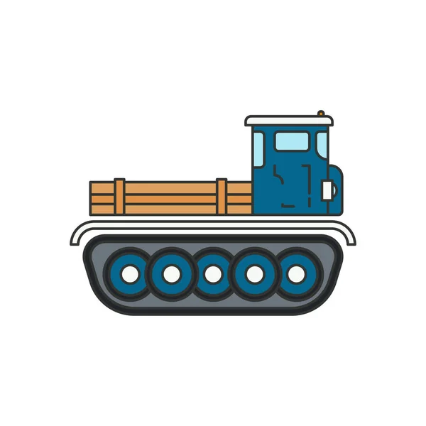 Line Flat Color Vector Icon Illustration Service Staff Convoy Cargo — Stock Vector