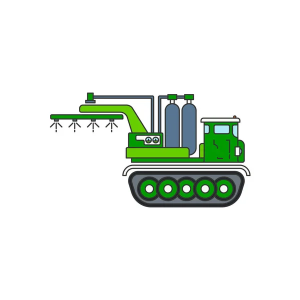Icono Ilustración Vector Plano Color Maquinaria Agrícola Industrial Camión Oruga — Vector de stock