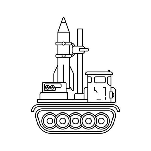 Line Flat Vector Illustration Icon Infantry Assault Army Aircraft Missile — Stock Vector