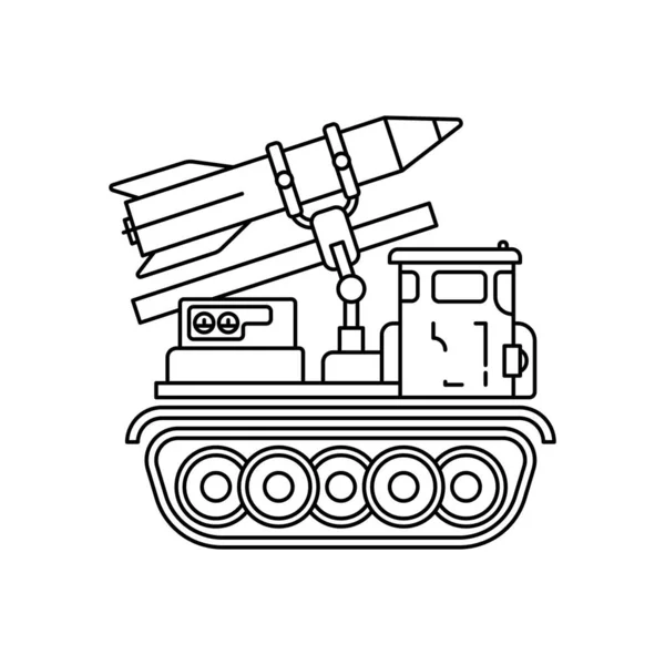 Línea Plana Vector Ilustración Icono Infantería Asalto Ejército Avión Misil — Vector de stock
