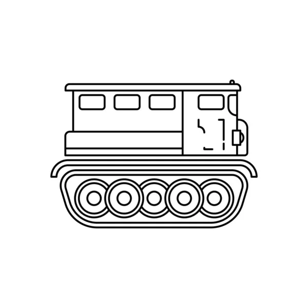 Garis Vektor Datar Gambar Infanteri Serangan Artileri Traktor Tentara Kendaraan - Stok Vektor