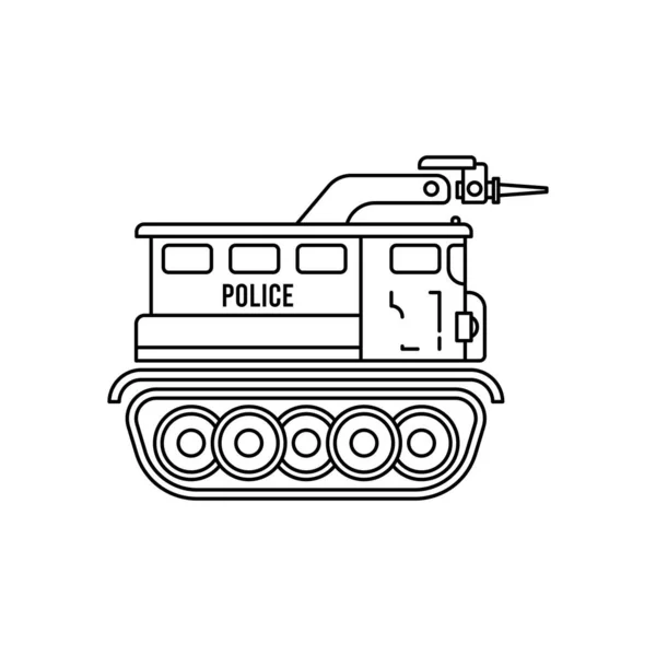 Línea Plana Vector Ilustración Icono Infantería Asalto Policía Defensa Van — Vector de stock
