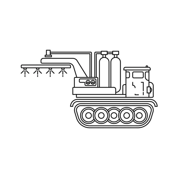 Línea Plana Vector Icono Ilustración Maquinaria Agrícola Industrial Camión Oruga — Vector de stock