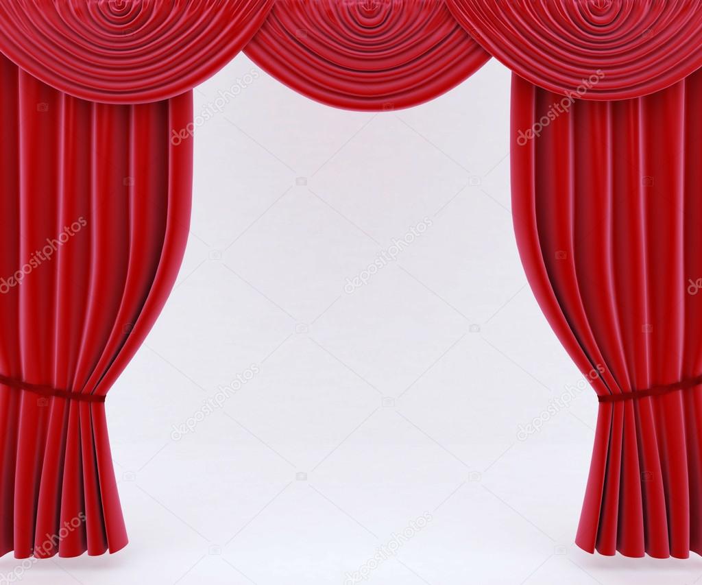 red curtains