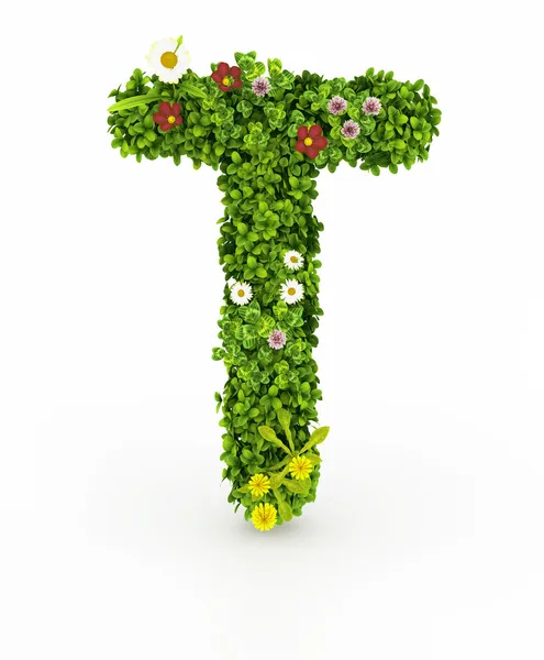 Green Grass Letter T — Stock Photo, Image