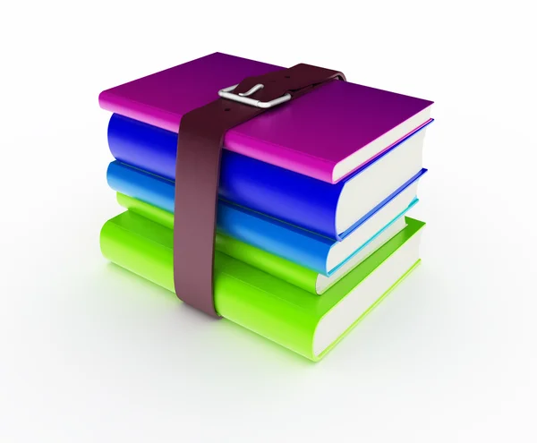 Stapel boeken verbonden met een riem — Stockfoto