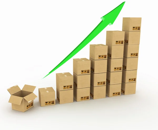 Diagrama de aumento de la exportación . — Foto de Stock