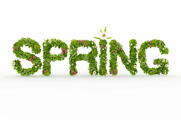 Word spring in grass — Stock Photo, Image