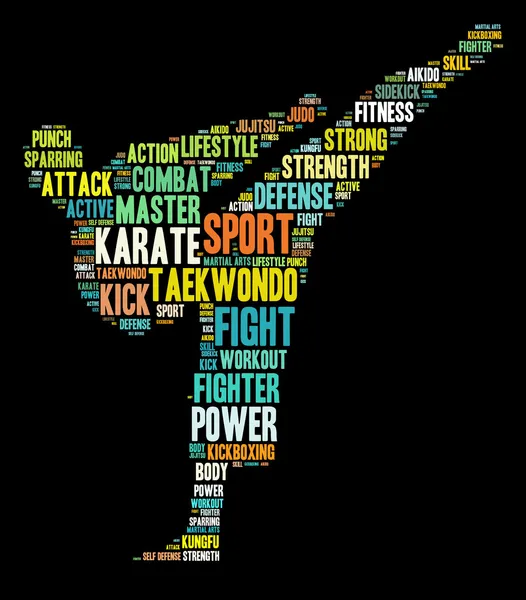 Karate grafika na černém pozadí — Stock fotografie