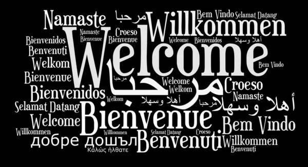 Frase de boas-vindas em diferentes idiomas — Fotografia de Stock
